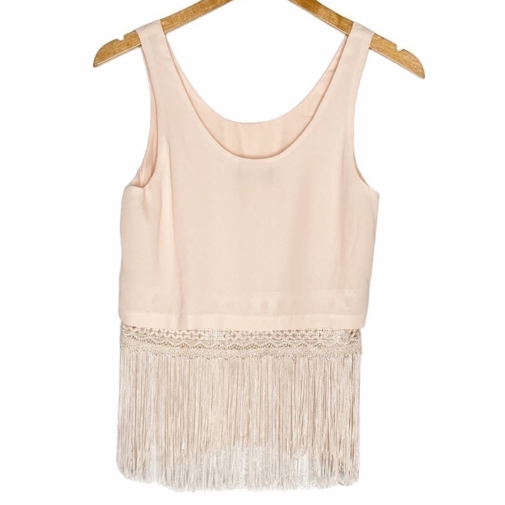 ASTR Pink/Blush Fringe Hem Crop Top Sz M - Picture 2 of 13